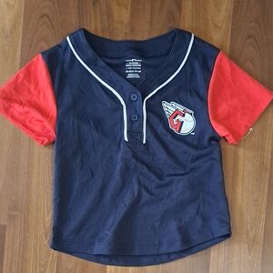 Kids Navy and Red Short-Sleeve Baseball Henley Tee